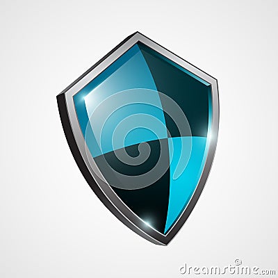 Three dimensional shield icon on a plain backgrounds Vector Illustration